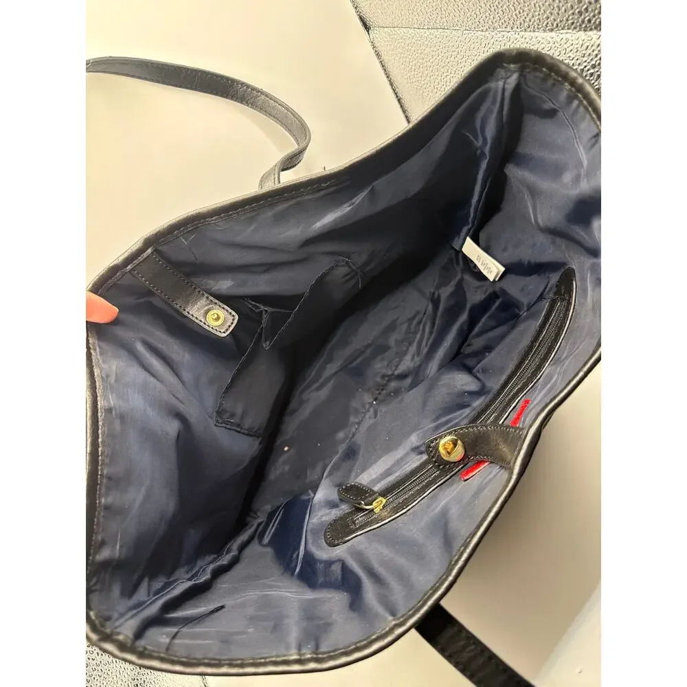 Tommy Hilfiger Black Monogram Jacquard Tote Bag with Gold Medallion Charm